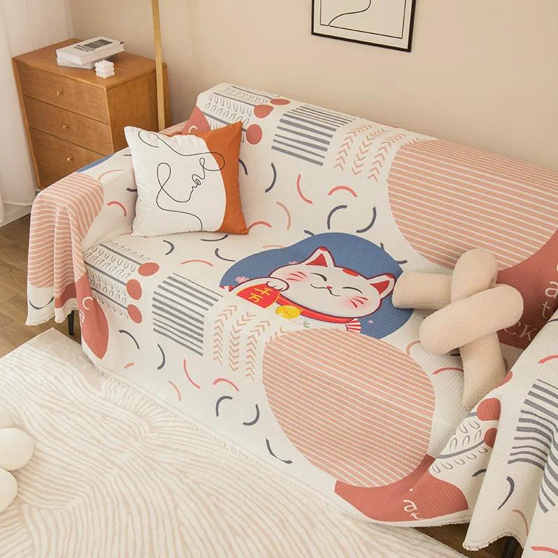 Polyester Baumwolle Bedrucktes Sofa Handtuch Chenille Sofa Decken All-Inclusive Überwurfstoff Vier Jahreszeiten Sofa Handtuch Anti Katzenkratzer