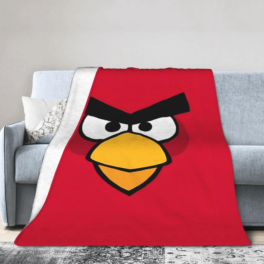 A-Angry Anime B-Birds Games Red Fleece Throw Blankets Blanket for Bedding Car Super Warm Bedspread,