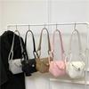 Bolso de hombro PU monocromático para mujer bolsos con línea de costura con cremallera suave   a la moda