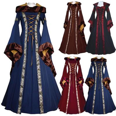 Womens Renaissance Medieval Party Long Maxi Dress Gothic Witch Costume Cosplay