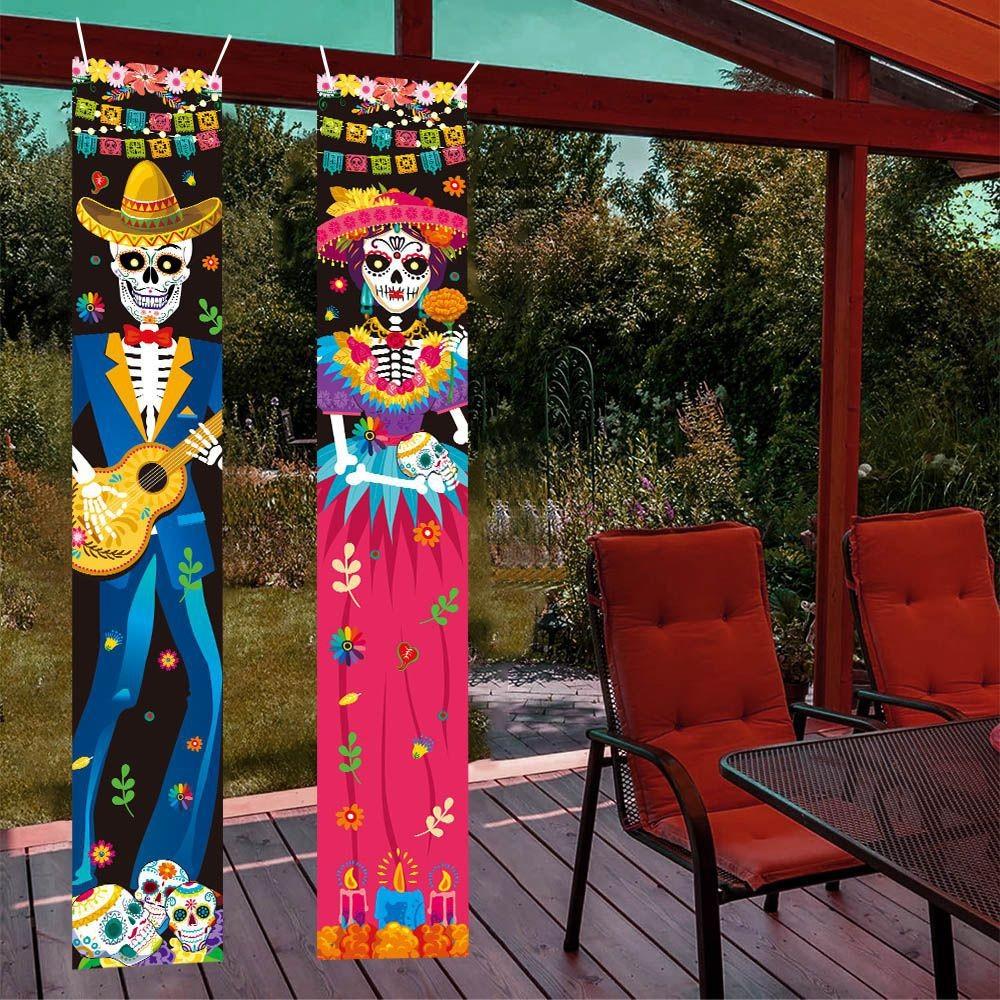 Day Of The Dead Party Door Curtain With Classic Style For Celebration Events