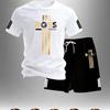 Men's Golden Striped Printed Breathable Suit Cool and Not Sweaty In Summer Casual Sports Suit