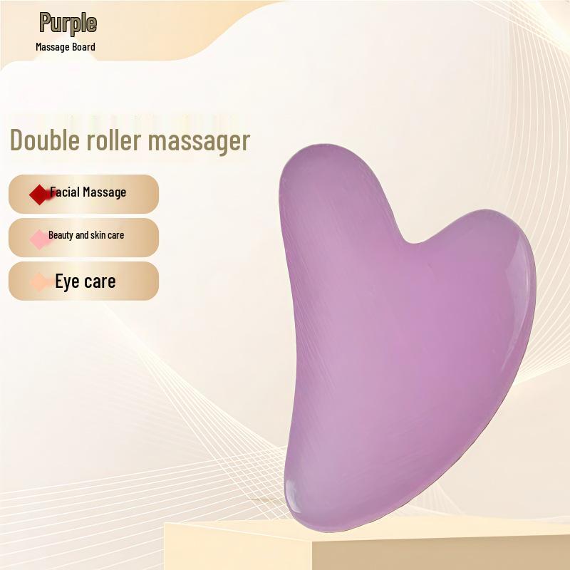 Rose Quartz Heart-Shaped Double-Headed Facial & Body Roller and Gua Sha Massage Set