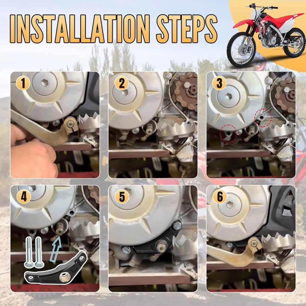 Canitu Black Shift Shaft Brace,Anodize CNC Billet Aluminum Shifter Support Holder Sprocket Cover Carrier with 2 Bolts Support Bracket for Honda