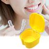 Dentures Case Portable Soaking Denture Bath Box with Strainer Basket Invisible Brace Retainer Mouth Guard Dental Aligner Container Holder