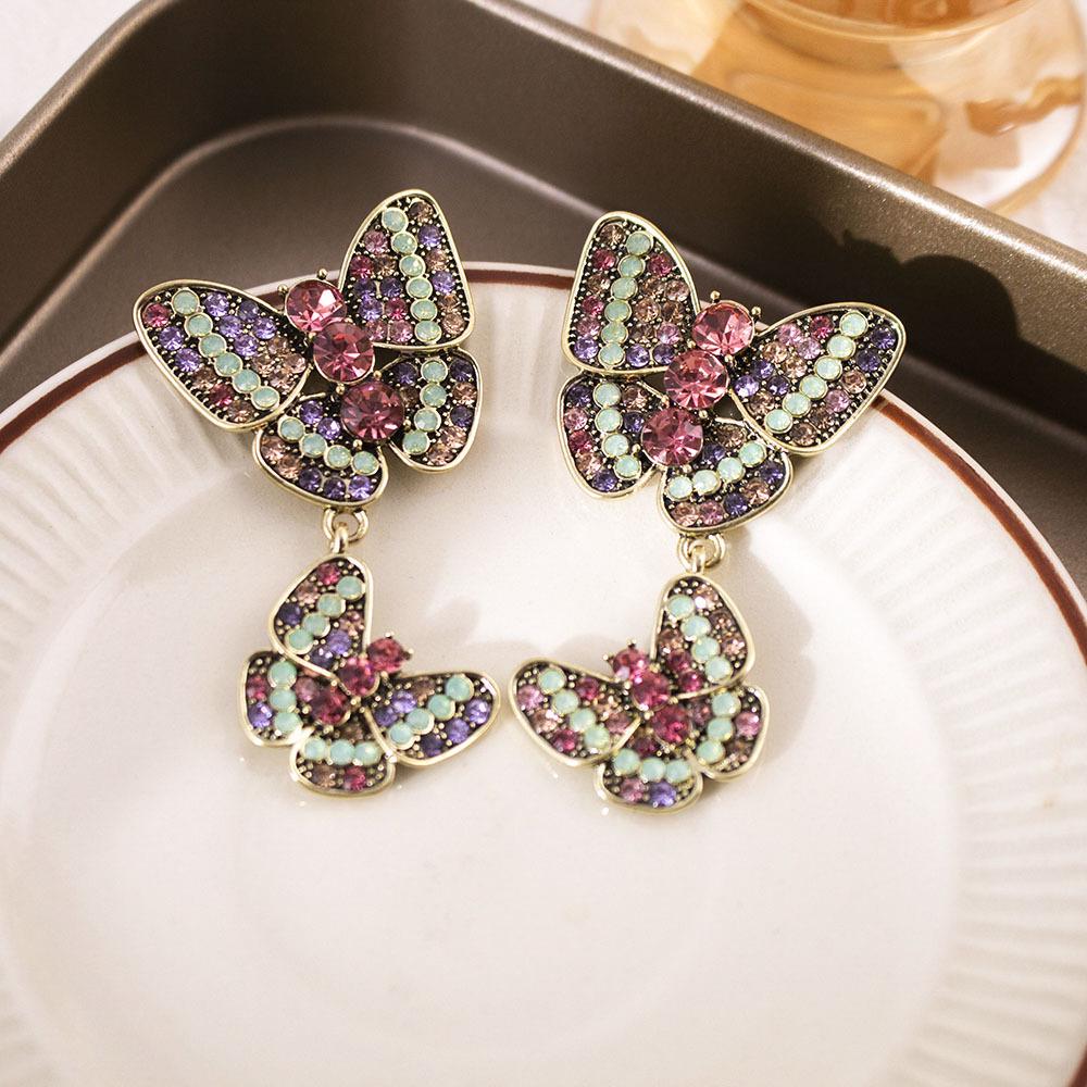 

Вінтажні геометричні сережки-пусети зі стразами - Ретро придворний стиль, Нішевий дизайн, Легка розкіш, Високий клас