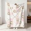 1pc Pink Floral Print 230 Flannel Blanket In Multiple Sizes, Soft And Comfortable Sleeping Blanket, Machine Washable