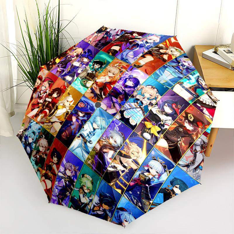 Genshin Impact Adventure Folding Umbrella 8 Paraphenoid Bones Portable Travel Umbrella Outdoor Gift