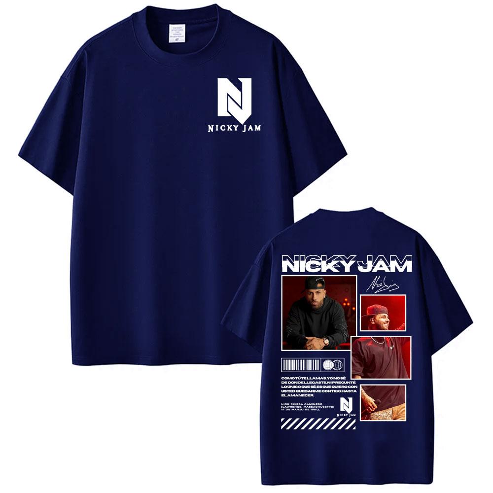 T-shirts Graphiques de Tournée d'Album du Rappeur Nicky Jam Vêtements Unisexe Mode Hip Hop Street T-shirt Coton Confort T-shirts à Manches Courtes