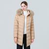 Women's stand-up collar large sweater cotton-padded jacket medium and long slim-fitting cotton-padded clothing, solid color zipper model thickened to