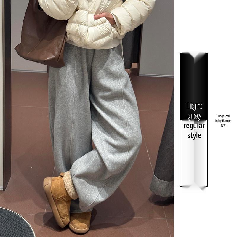 Women's Coffee-Colored High-Waisted Wide-Leg Pants - Mid-Rise with Thickened Fabric for Slimming Effect - Autumn/Winter 2025