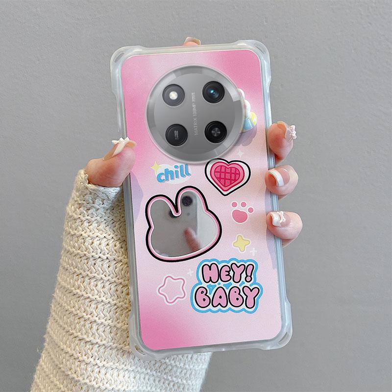 KEYSION Crossbody Strap Phone Case for HONOR X9c 5G Cute Cartoon Long Lanyard Mirror Shockproof Cover for Huawei Magic 7 Lite 5G