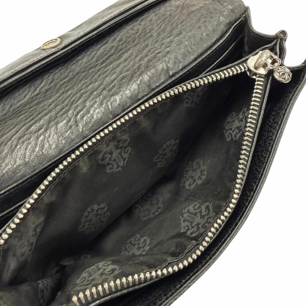 Very Good CHROME HEARTS Purse Judy Cross button long wallet black leather mens Used