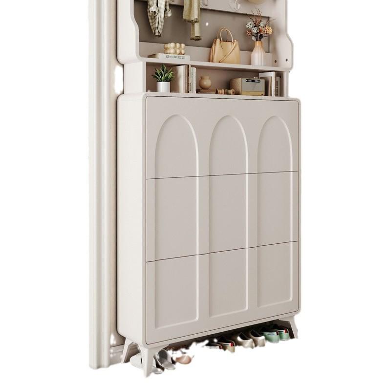 Ultra-Thin Flip-Top Shoe Cabinet & Coat Rack for Entryway Hallway Storage