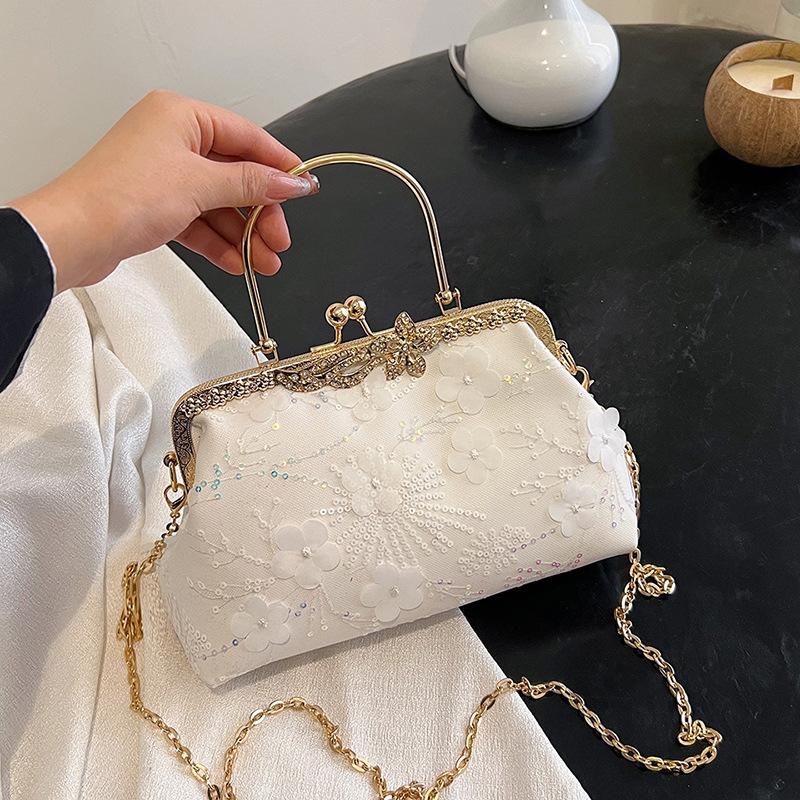 

Модна жіноча жіноча сумочка 2024 року з вишивкою в китайському стилі, банкетна сумка cheongsam через плече білий