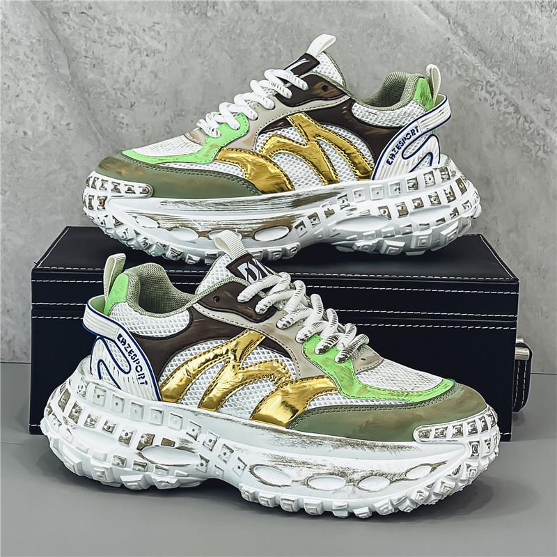 

Сетчатые дышащие мужские туфли для папы, модные модные спортивные туфли с толстой подошвой, усиливающие повседневную обувь для улицы 39