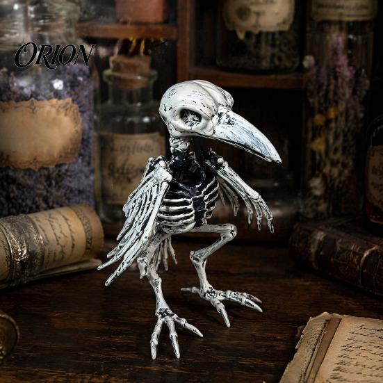 Halloween Tabletop Ornaments Animal Skeleton Figurine, Realistic Crow Rat Scorpion Bone Props for Haunted House Decorations House, Plastic Skull Decor