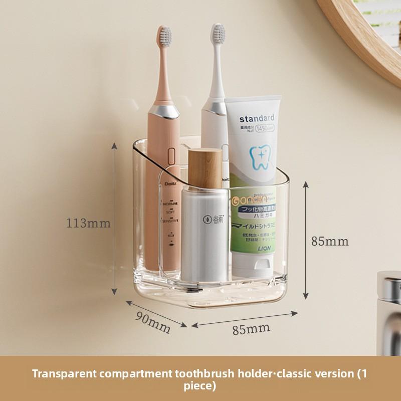 Electric Toothbrush Storage Rack, Wall-mounted Bathroom Toothpaste and Toothbrush Storage Rack Without Drilling