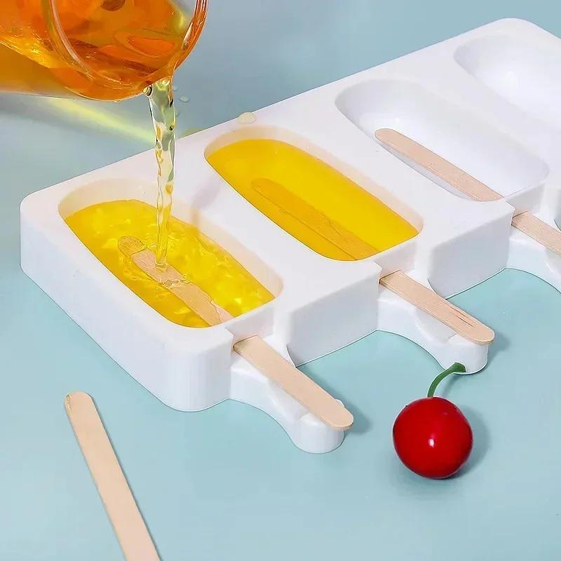 Silicone Ice Cream Popsicle Mold Combination With Ice Cream Stick DIY Chocolate Dessert Maker Ice Cube Tray Mold Homemade Tools