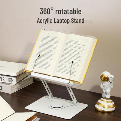 Acrylic 360° Rotating Tablet & Book Reading Stand, Foldable Transparent Holder