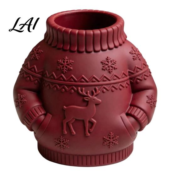 Decorative Stationery Storage 3D Printed Sweater Pen Holder Creative Desk Organizer with Elk Snowflake Relief for Home Organized Accessories