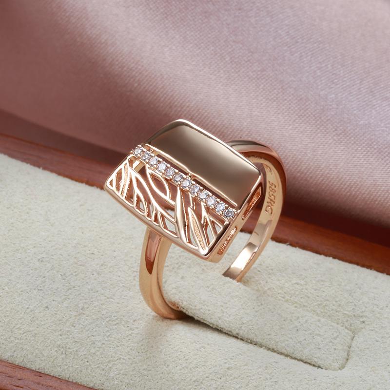 Kinel Luxury Square Rose Gold Color Glossy Rings For Women
