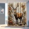 Christmas Forest Deer Shower Curtain Washable Dirt-Resistant Shower Head waterproof Polyester Bath Curtain For Home Decor