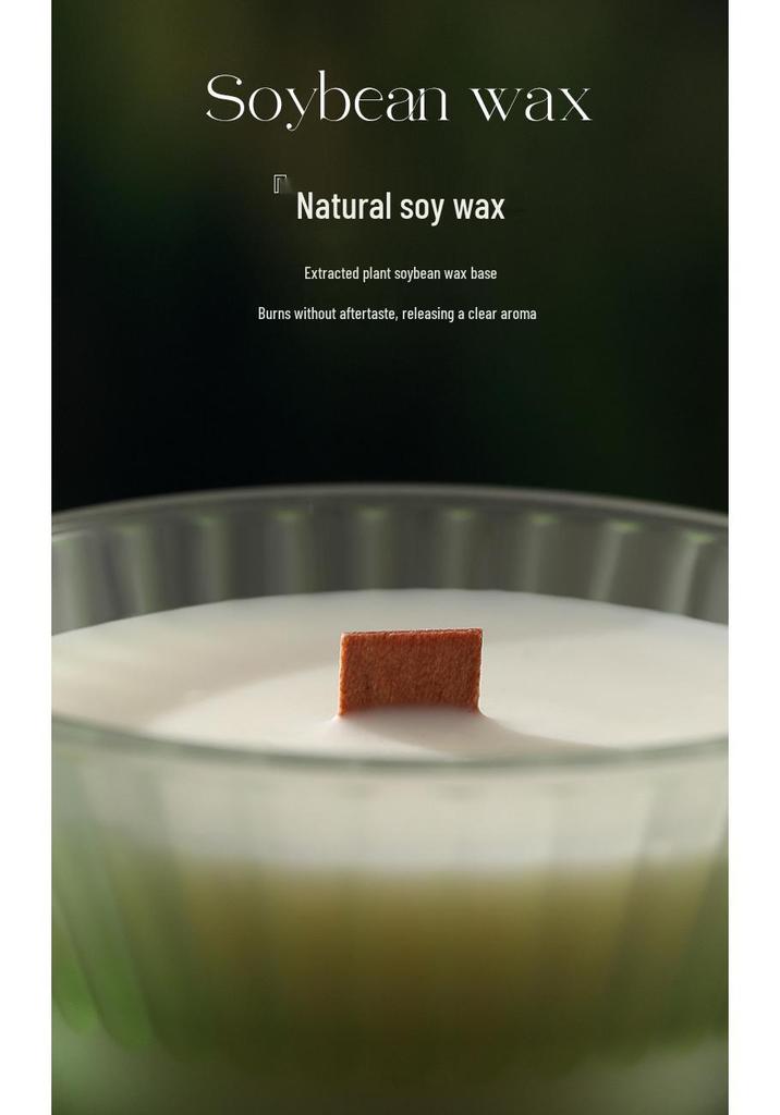 Long-lasting Soy Wax Aroma Candle with Wooden Core - Water Lily Scent for Bedroom, Birthday, Wedding Party, and Decorative Ornaments