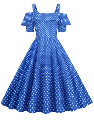 Sorosis 1950s Retro Rockabilly Perfect for and Perfect for Formal or Casual Short and Swing Dress In Blue Size Dress, Parties, Weddings, Birthdays,