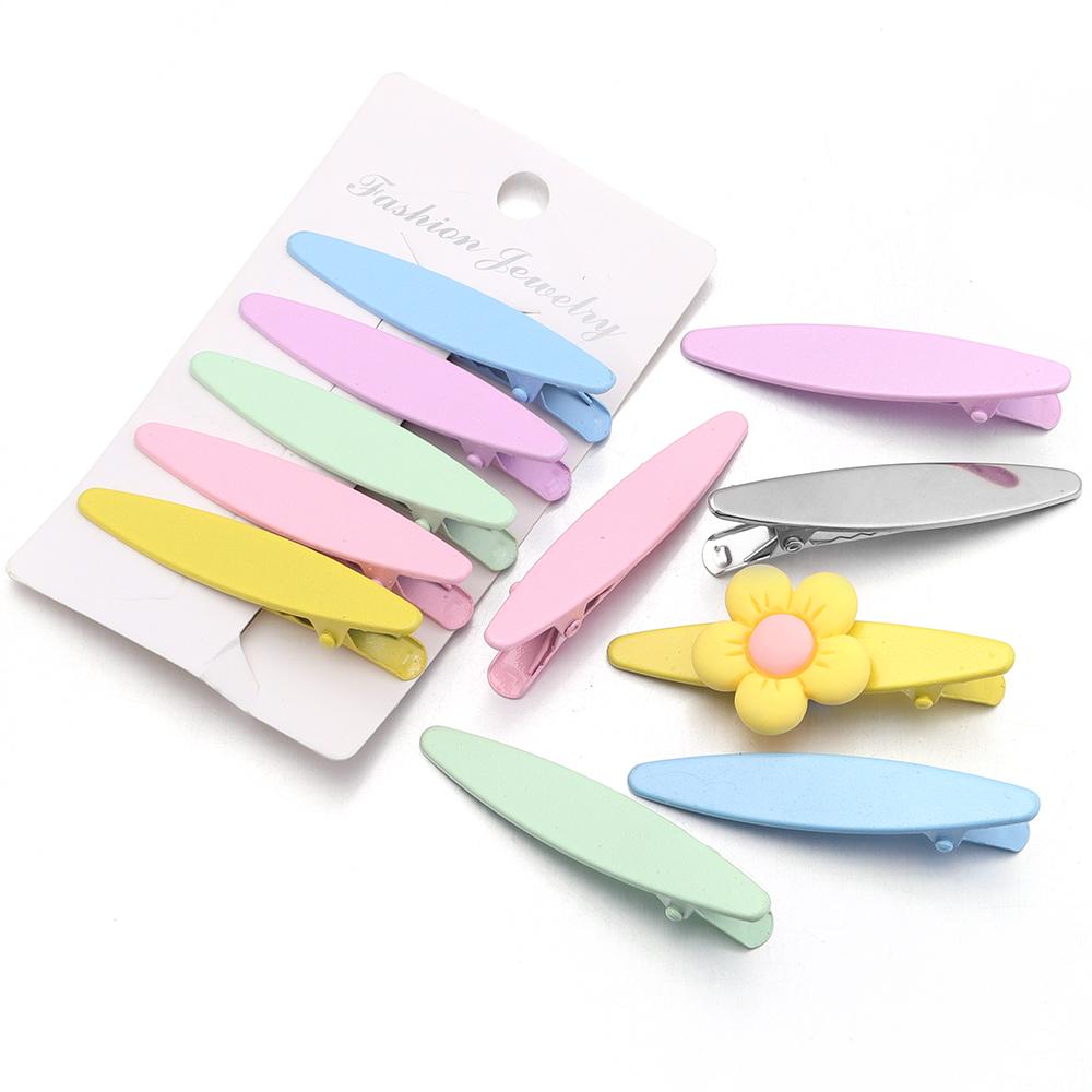 20pcs Metal Hair Clips Colorful 6cm Oval Geometric Hairpin Hair Side Clips Duckbill Clip Barrettes For Women Hair Accessories