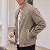 Men's European Suede Stand Collar Zipper Jacket - Plus Size Autumn Casual Coat