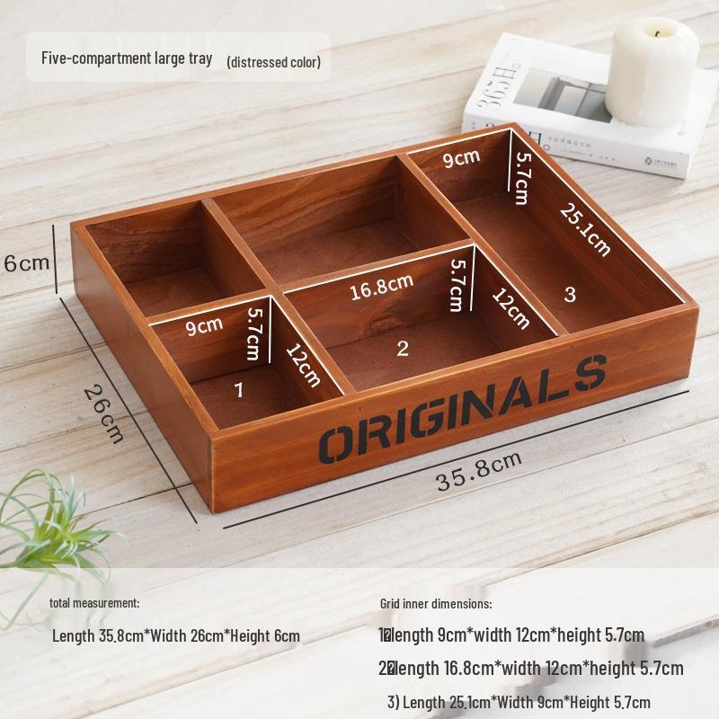 Japanese Style Wooden Desktop Storage Box - Nine Grid Organizer for Bedroom Entryway