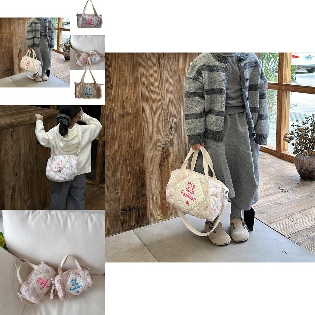 Trendy Floral Print Children's Crossbody Bag Stylish Cylinder Shoulder Bag For Kids