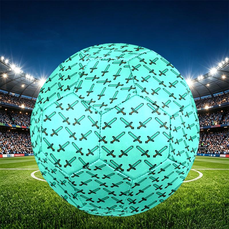 Minecraft Print Size 5 Soccer Ball, PU Wear Resistant Football for Match Training and Daily Practice, Birthday Gift for Soccer Fans