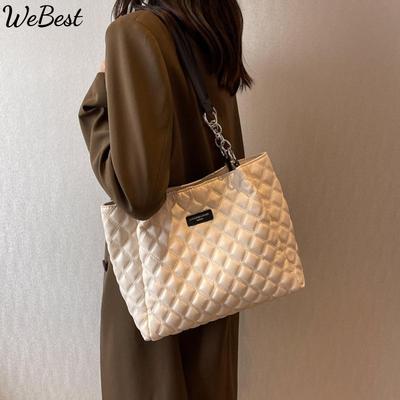 Sac à bandoulière de grande capacité pour femmes, fourre-tout matelassé, sac de banlieue à la mode assorti avec tout