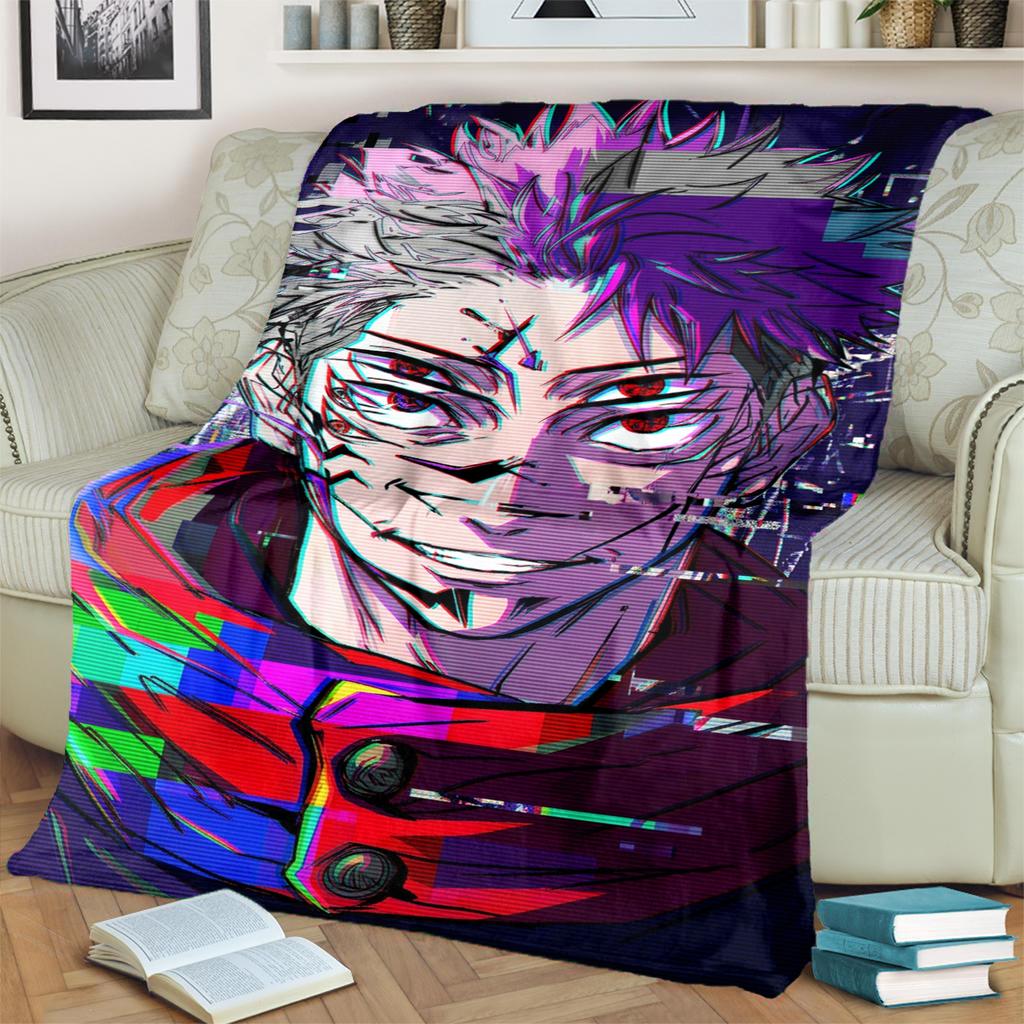 Jujutsu Kaisen Warm Flannel Blanket Print for Bedrooms, Sofas, Beds, Chairs, Picnics, Travel Use