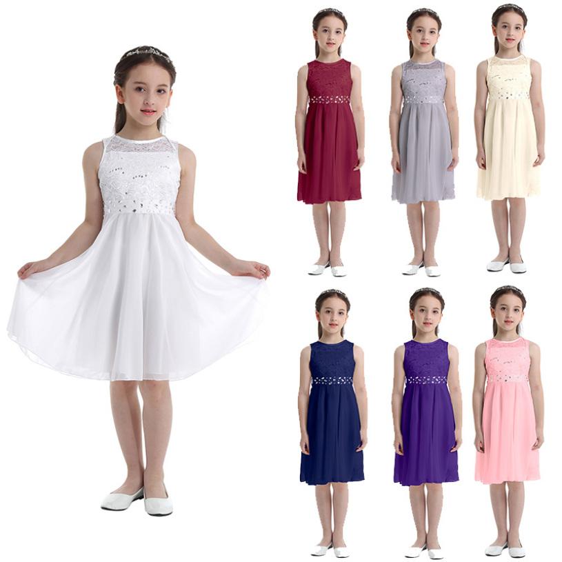 

Дитячі сукні для подружок нареченої без рукавів із блискучим мереживом із паєтками та квітами, без рукавів, бальна сукня принцеси. 11-12 Years сірий колір