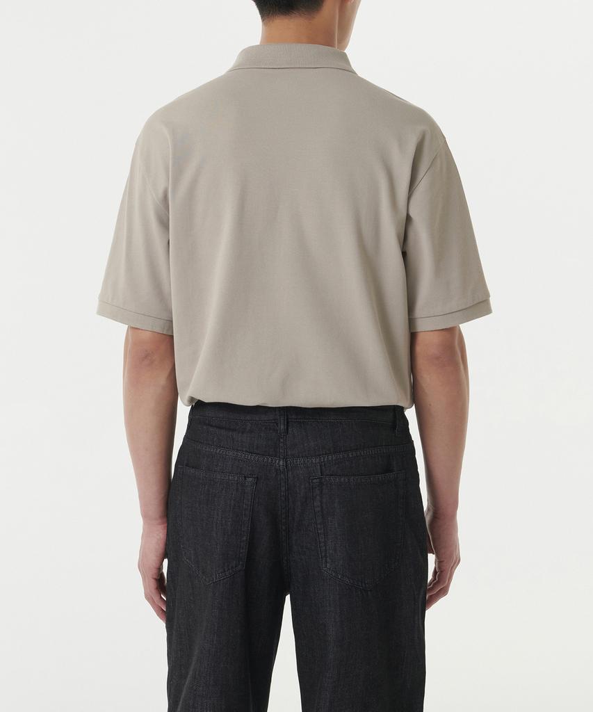 Musinsa Standard [Cooltandard] Relaxed Fit Pique Polo Shirt [Grayish Beige]