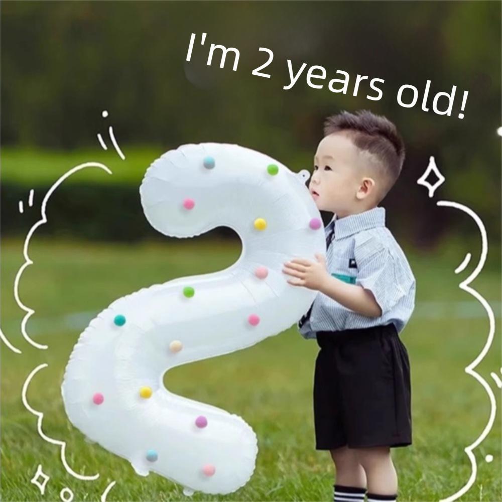 32 Inch Aluminum Foil Balloons Colorful Plush Balls Balloons Set Celebrating Birthdays
