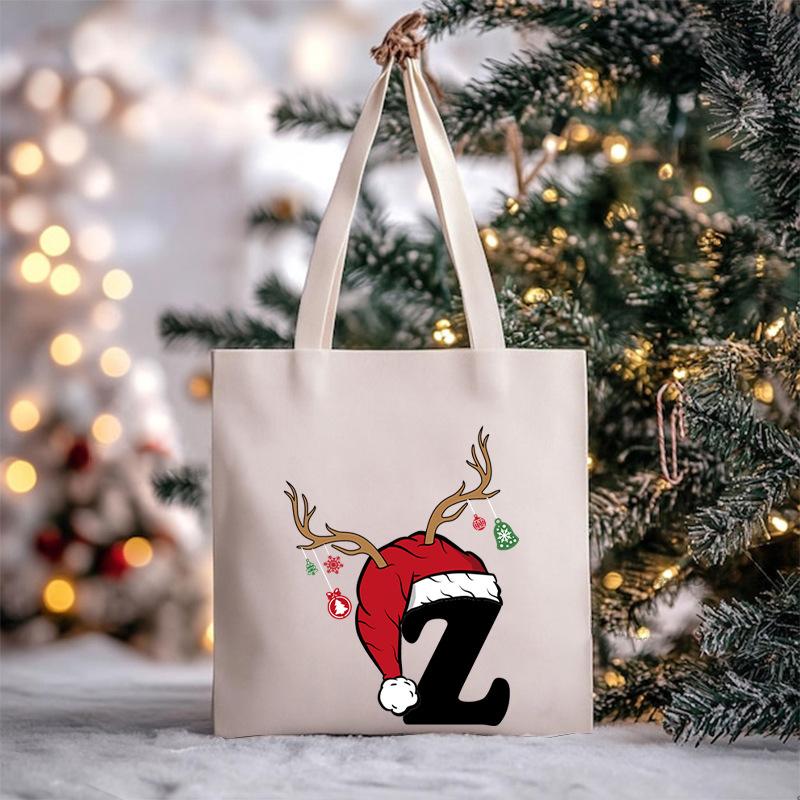 Christmas Letter Print Messenger Bag Student Casual Canvas Bag New