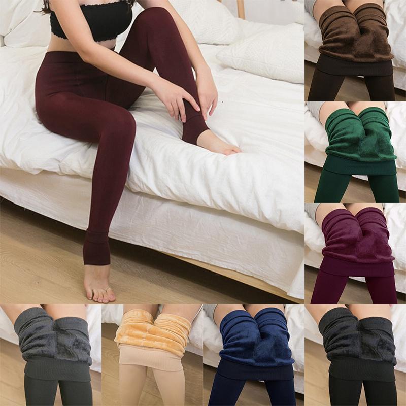 Women Winter Thick Warm Fleece Lined Thermal Stretchy Skinny Leggings Pants For Cozy Cold Days