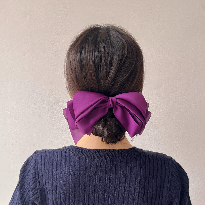 Silk double-wing cubic hairpin (purple)