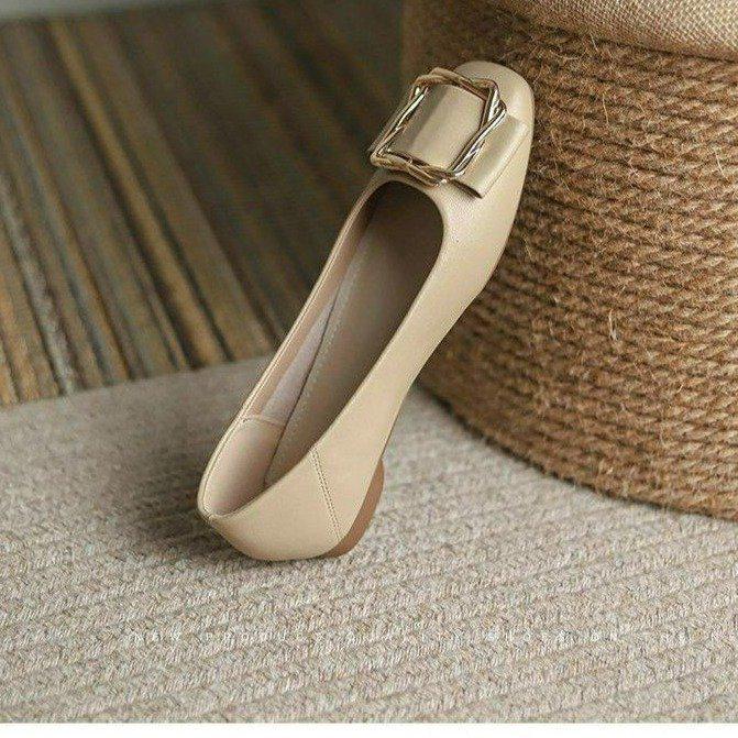 2025 Spring Women's Flat Fairy Style Square Toe Low Heels - Lazy Bean Shoes