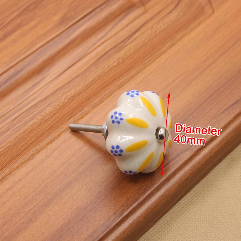 KAK 40mm Hand-painted Ceramic Drawer Knobs Porcelain Rural Cabinet Knob Cupboard Handles Mediterranean Furniture Handle Hardware