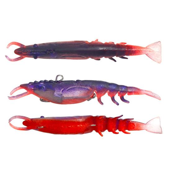 Fishing Lure Shrimp Swimbait Realistic Looking Vivid Color 360-Degree Rotating Sequins Pre-Rigged Fishing Jigs Fishing Bait