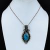 Neon Blue Apatite Gemstone Pure Copper Wire Wrapped Handmade Pendant Jewelry For Gift