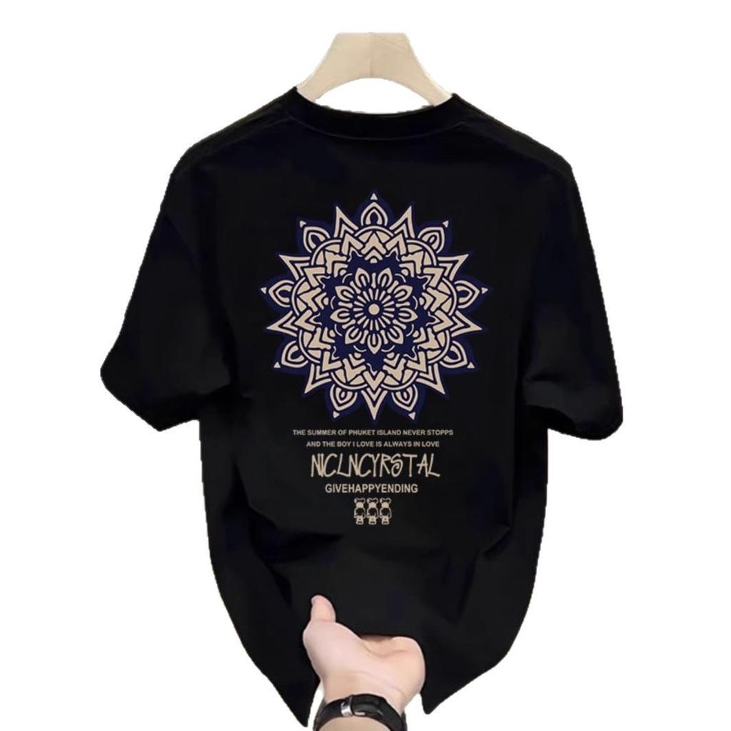 Trendy Brand Short-Sleeved Pure Cotton Men'S Printed T-Shirt Trendy Men'S And Women'S Versatile Round Neck T-Shirt Men'S