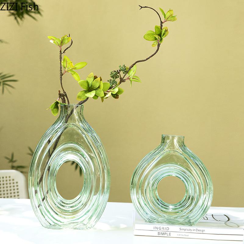 Hollow Transparent Glass Vase Hydroponics Plant Pots Table Decoration Flower Arrangement Floral Vases Room Aesthetic Decor