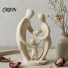 Modern Art Pieces for TV Cabinet 3D Printed Family of Three Figurine, Abstract Parent Child Bond Elegant Sculptures Interior Sculpture, Tabletop