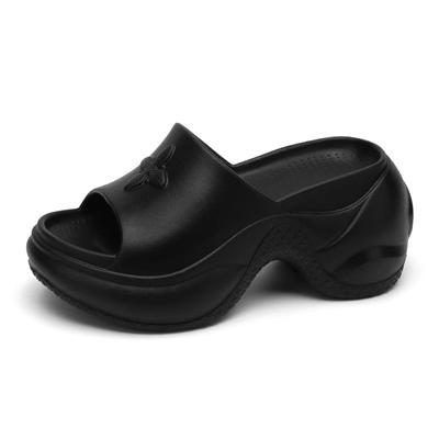 Fashion Thick Sole EVA Slippers Women Fashion Soft Home Platform Slippers One Line Outwear Non Slip Elevated Heel Beach Summer Sandals